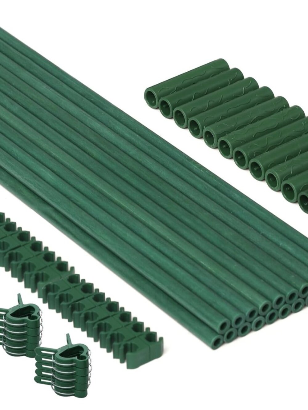 62pcs Garden Stakes Kit: Includes 20 Sets of Fiberglass Plant Sticks Supports &